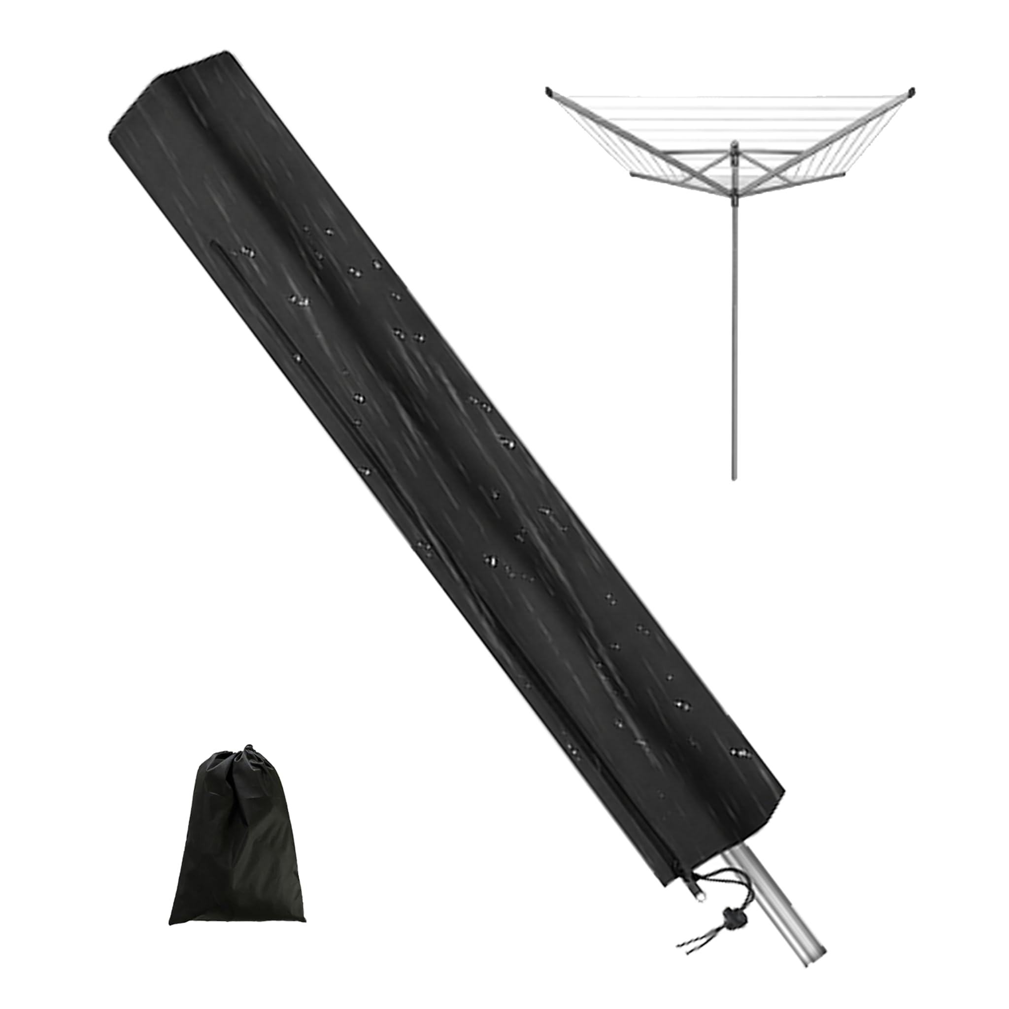Yattuyix Washing Line Cover, 165×16×16cm Rotary Dryer Cover with Zip(Black)