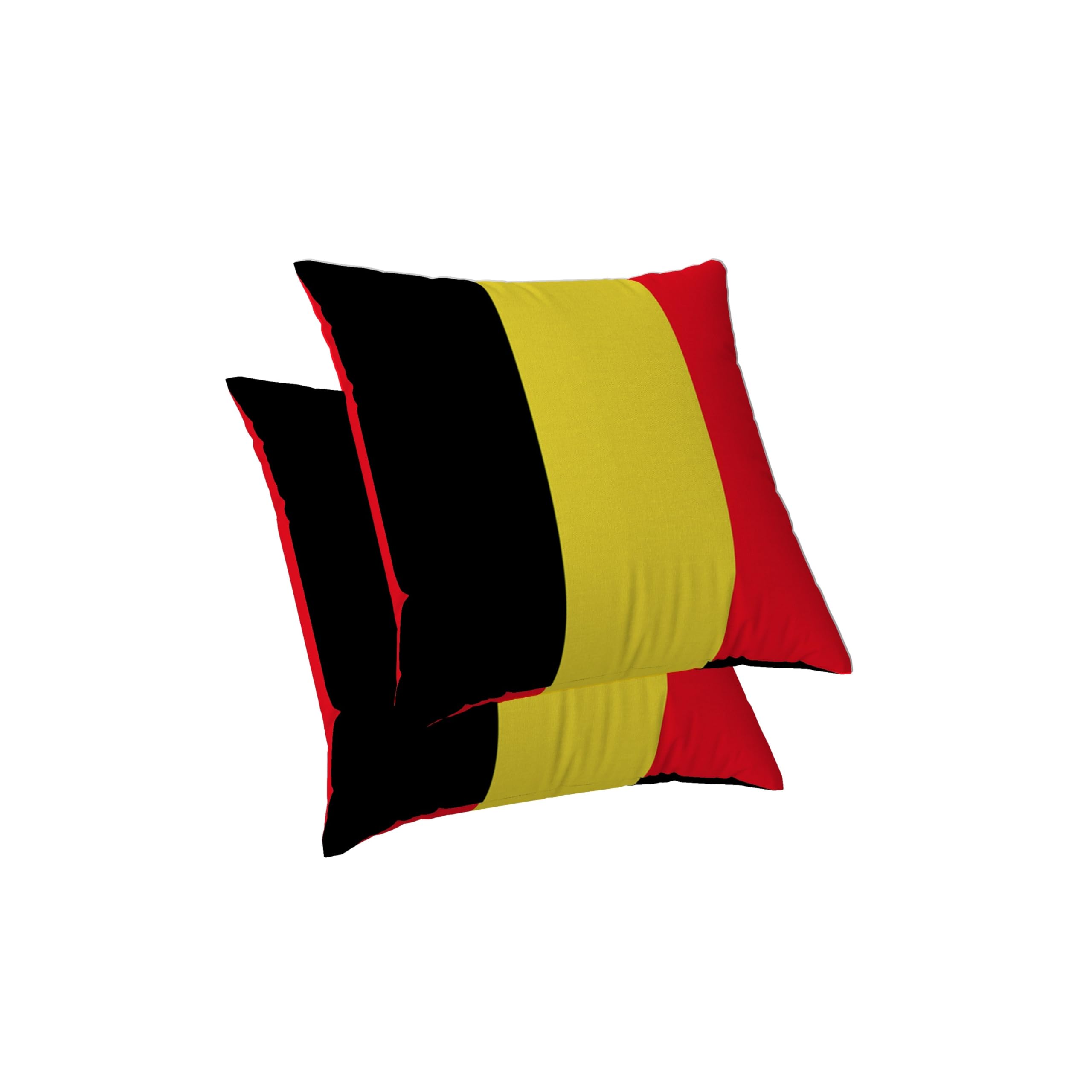 ggaimwf Flag Cushion Cover Belgium Flag Cushion Cases for Sofa Patriotic National Flag Pillow Covers Home Decorative Throw Pillowcase with Invisible Zip Chair Bedroom Living Room 45x45cm Set of 2