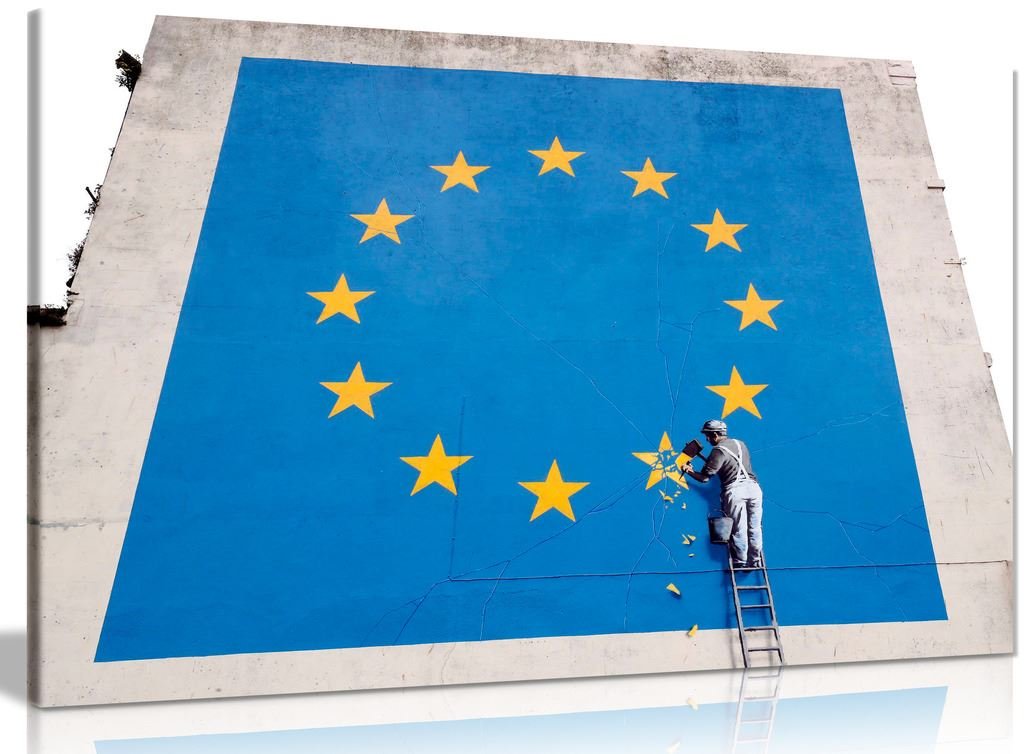 Panther Print Blue Banksy Eu Canvas Wall Art Picture Print (18X12in)
