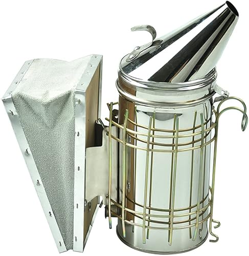 Aebor Bee Hive Smoker acero inoxidable 12 pulgadas, ahumador con protección térmica para apicultura, equipo de apicultura, ahumador con caja de