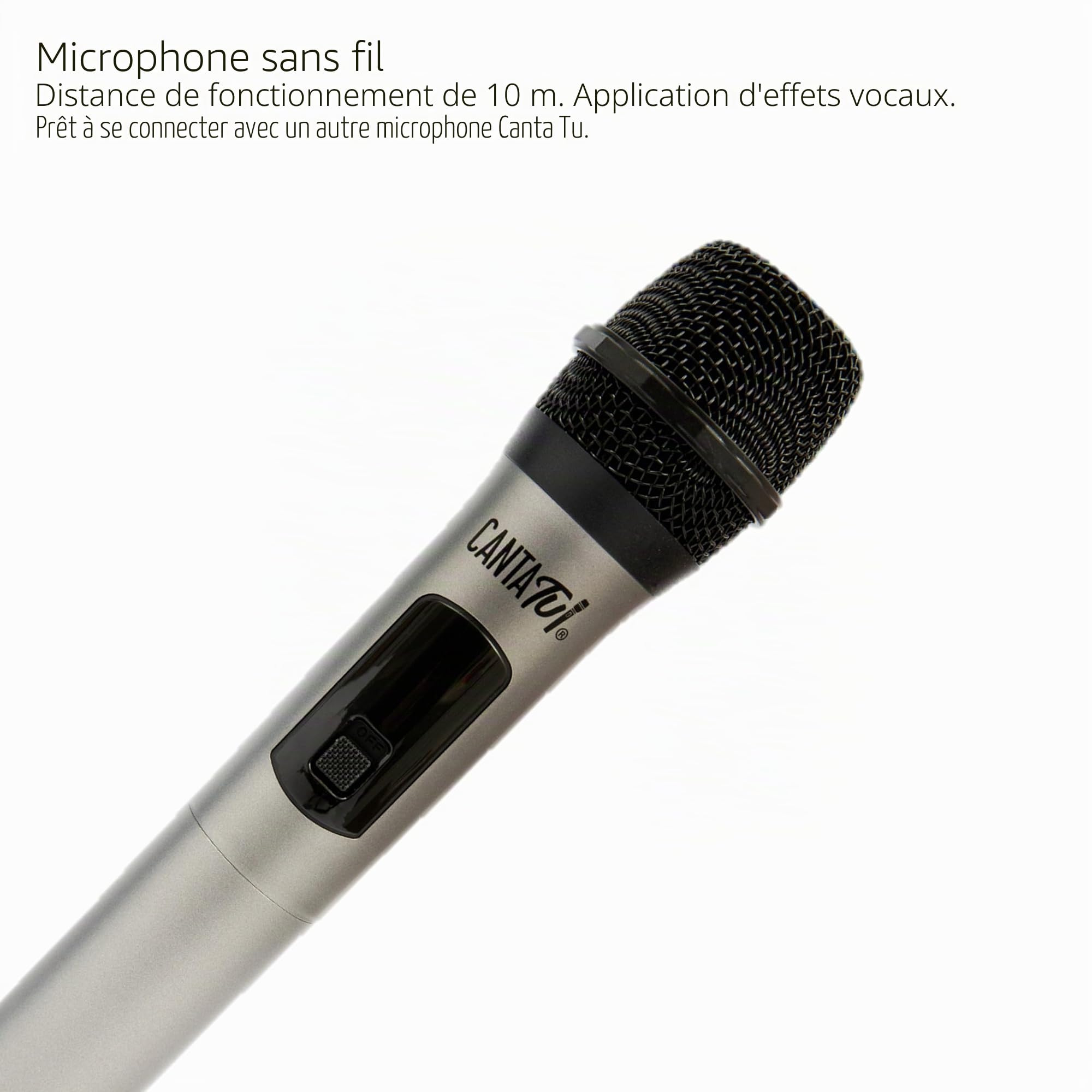 Canta Tu Karaoke - Microphone Silver, Un Microphone sans Fil, Micro Bluetooth Convient pour Le karaoké Canta Tu, pour Les événements familiaux, avec des Amis et des fêtes, Célèbre (CTC14101)