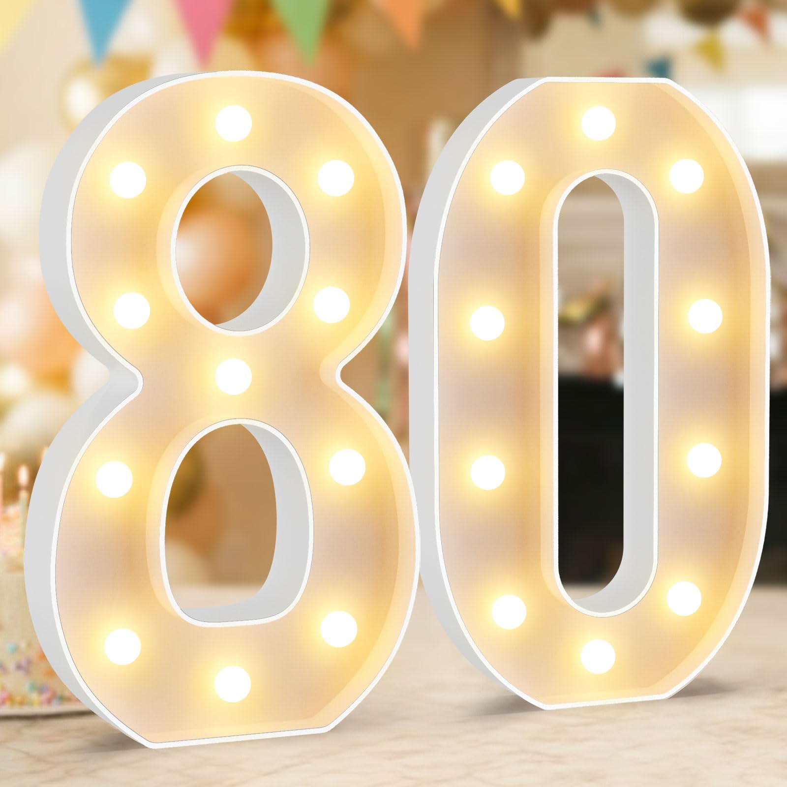 80th Birthday Decorations, Large 12.6 Inch Light Up Marquee Number 80