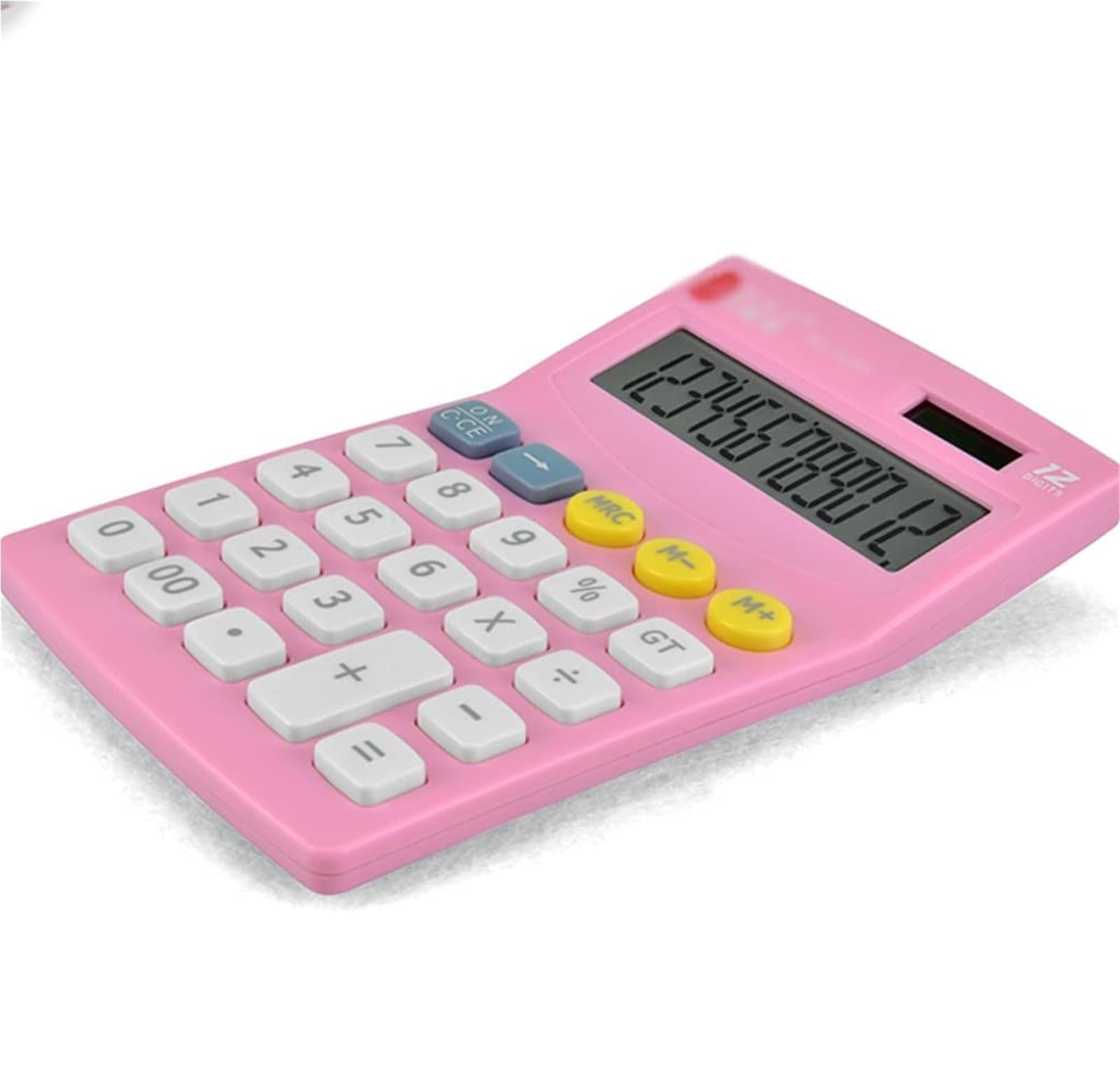 Calcolatrice per Ufficio Calcolatrice da Tavolo A 12 Cifre con Display LCD E Pulsante Sensibile, Doppia Alimentazione Solare E A Batteria Scuola(Pink)