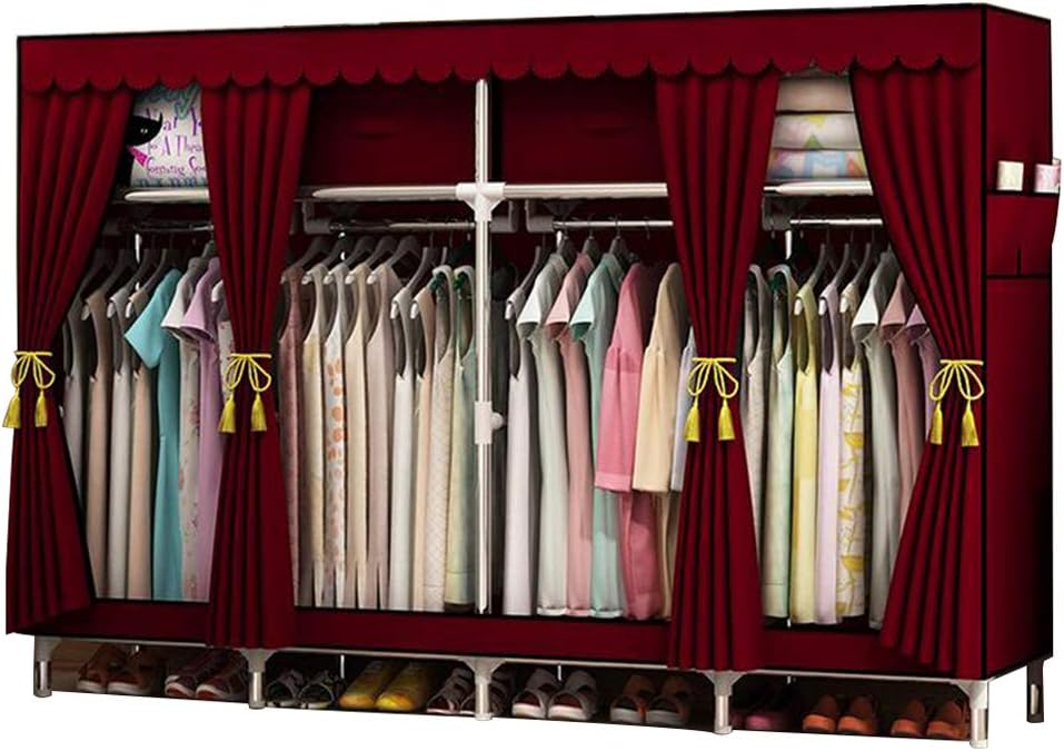 Cloth Wardrobe Clothes Closet, Portable Closet Wardrobe Storage Closet Standing Closet Fabric Cabinet Portable Wardrobe,D_210*46 * 170cm