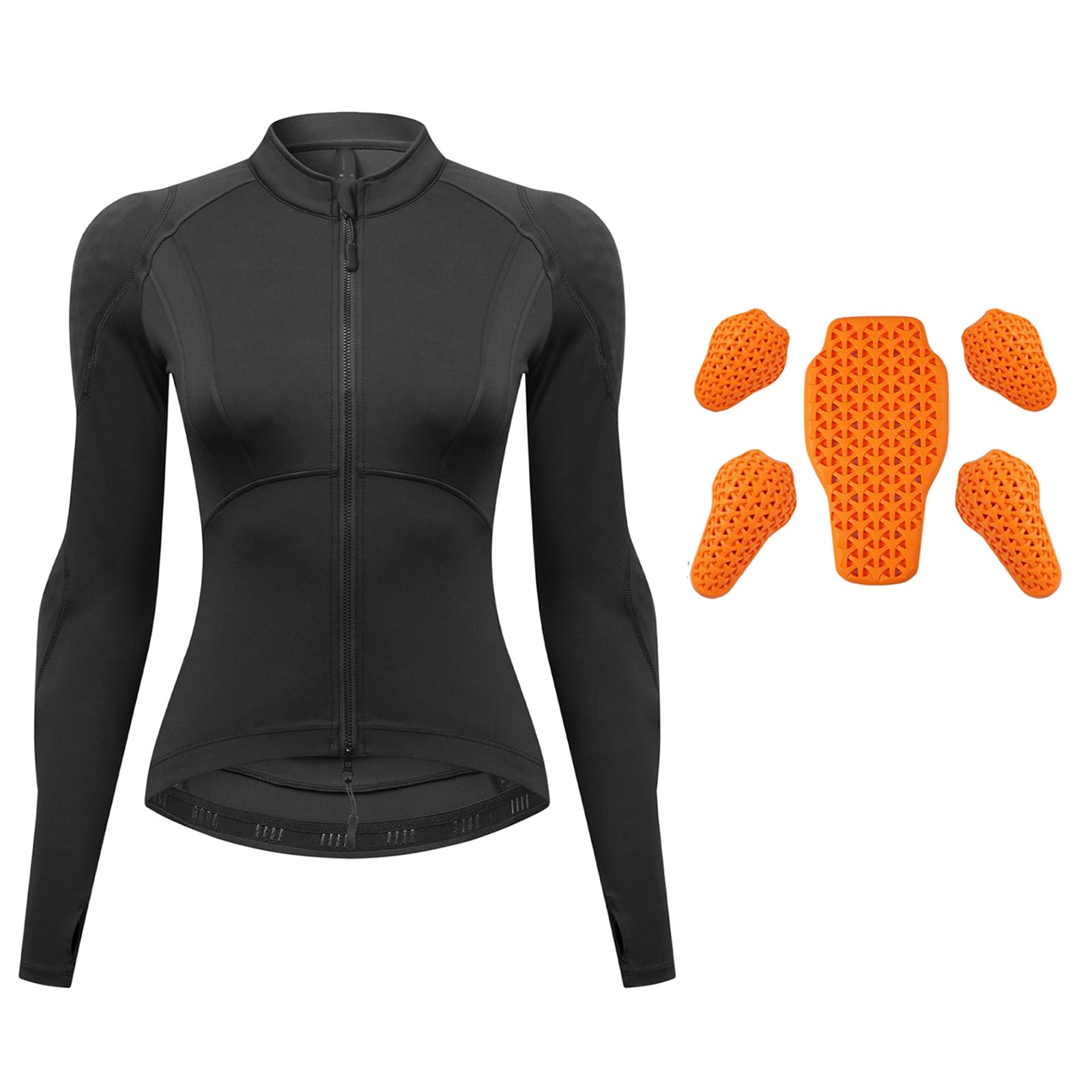 Giacca Moto Donna Alta Visibilità, Maglia Moto Riflettente con Protezioni CE Sicurezza Notturna Equipaggiamento Protettivo Vestibilità Aderente Traspirante Imbottita Touring Gym