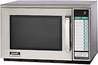 Vista 1 de Sharp R-22GT - Horno de microondas comercial, resistente, 1200 vatios, 0.70 pies cúbicos de capacidad, acero inoxidable, 20 entradas de programa, 11