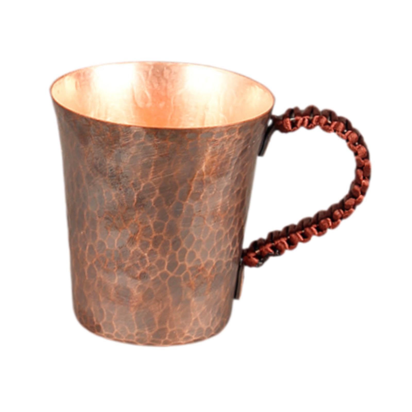 Taza de café de cobre puro con diseño artístico vintage en bronce estilo E 1