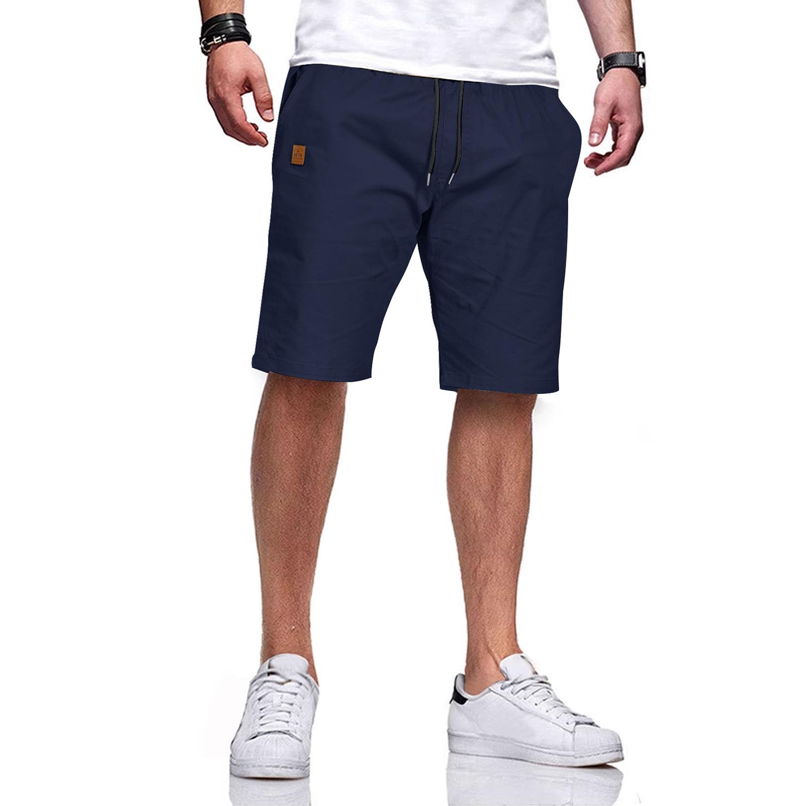 JustSun Kurze Hosen Herren Baumwolle Elastische Taille mit Tunnelzug