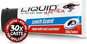 Liquid Mayhem Leech Fish Attractant Gel 60 ml / 2 oz 60 Uses Real Anchovy Bait & Aminos | UV-Enhanced Long-Lasting Gel All Lure Types