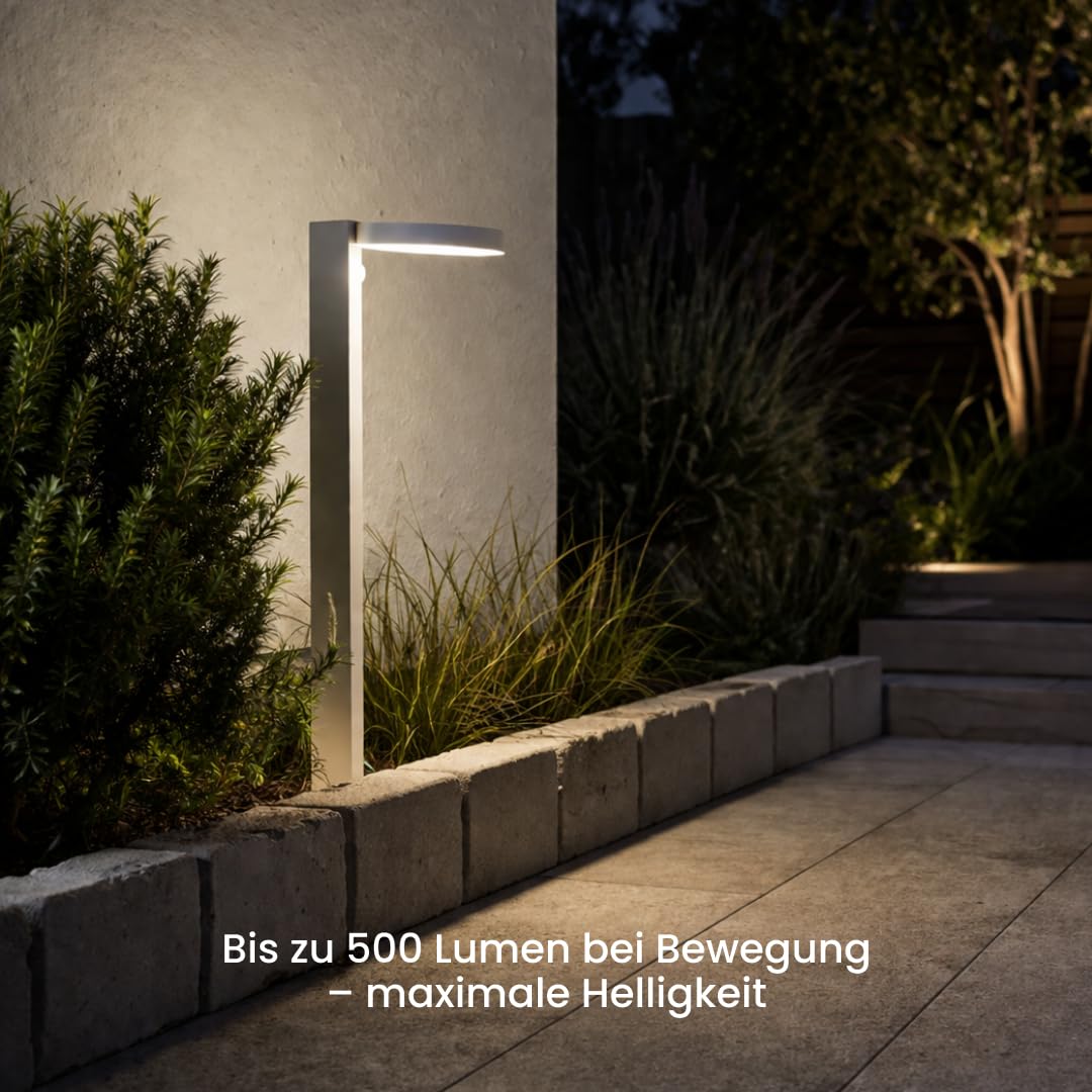 Star Trading Solar Wegeleuchte mit Bewegungsmelder – 500 Lumen & 70 lm Dauerlicht, LED warmweiß 3000K, Dämmerungssensor, 60 cm – Gartenleuchte für Wege & Einfahrten
