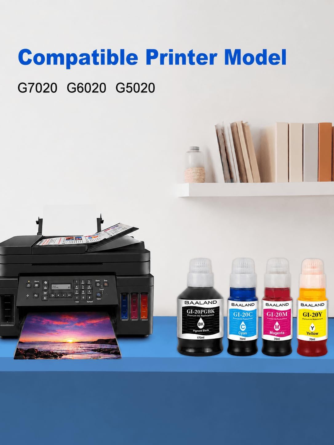 GI-20PGBK Replacement for Canon 20 PGBK GI-20 Pigment Black Ink Bottle Compatible for Canon G6020 G7020 G5020 Printer, Super High Yield 170mL GI-20PGBK Black Ink 2-Pack
