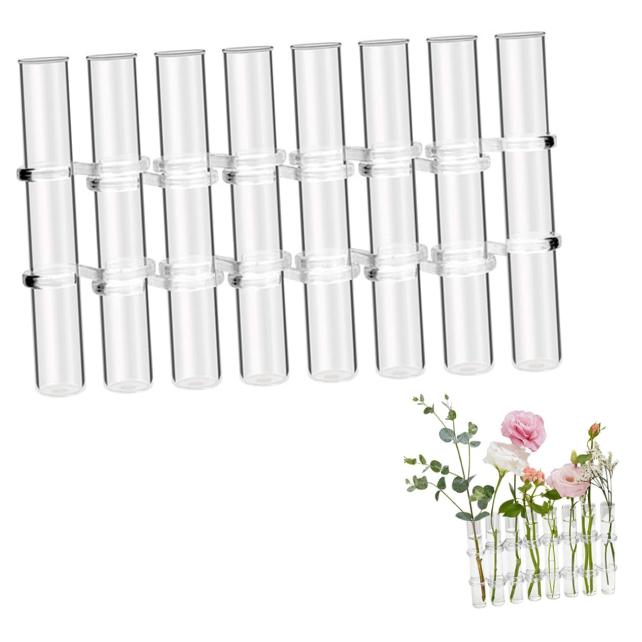 Homoyoyo Set de Vases Verre Transparent pour Hydroponie Test Tubes Propagation Large avec Brosse Pot à Plantes Intérieur pour Décoration Maison et Bureau