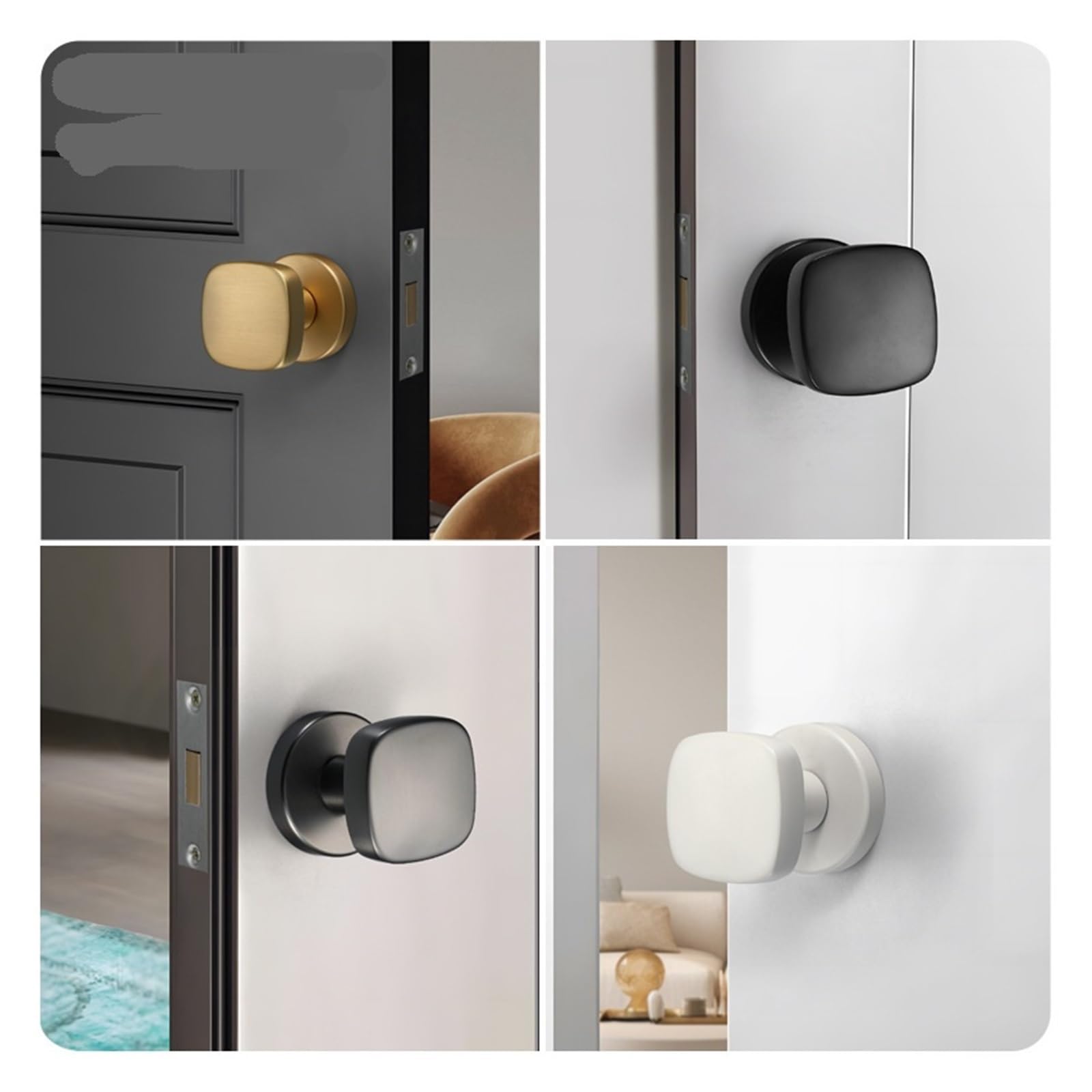 Elegant Black Single-Sided Mechanical Lock, for Interior Doors(Brushed copper square invisible)