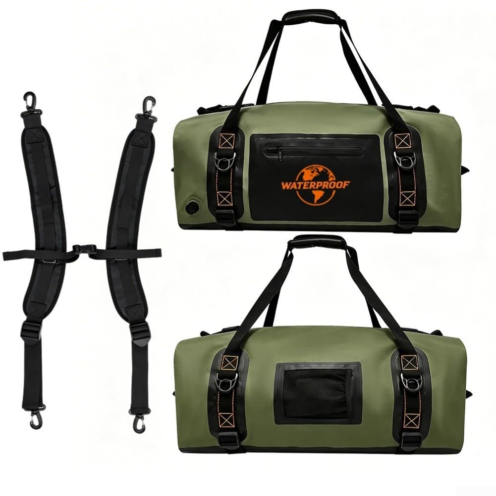 Borsa da moto impermeabile in PVC da 40 l (cachi 40 L (34 x 25 x 53 cm)