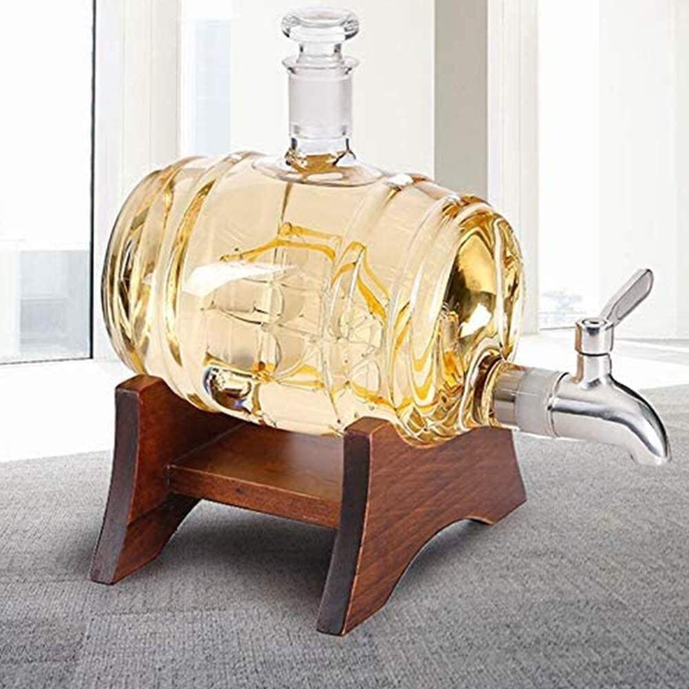 Zestaw karafek do wina, uchwyt na baterie ze stali nierdzewnej, 1000 ml bezołowiowy, dekoracja stołu barowego, ręcznie robione przybory do whisky (czerwony)