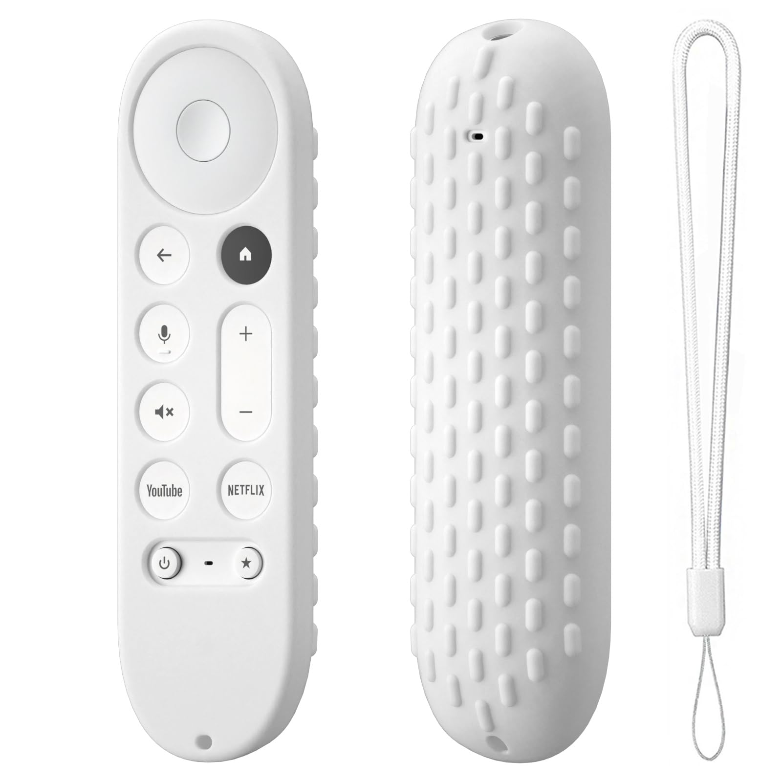 Hi Color Silicone Case Cover for Google TV Streamer 4K 2024 Remote Control GY3LE Protective Cover with Lanyard (White)