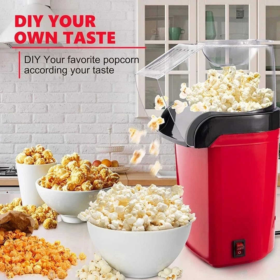 Popcorn 1200 W per fare popcorn in 2 minuti - Palcorn elettrico con tazza dosatrice - Fai dei deliziosi popcorn con il palcorn aria calda (rosso)