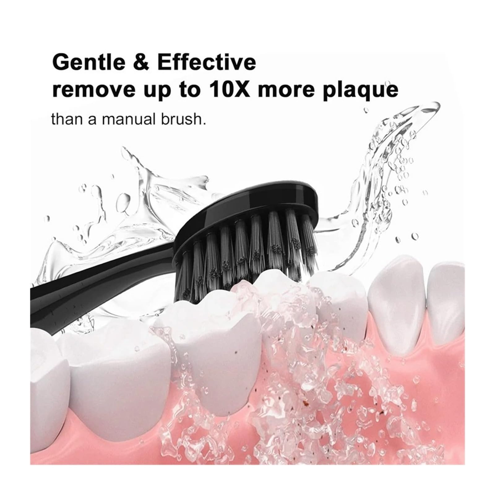 Cabezales de cepillo dental, compatible con Seago, SG-540 | 4 piezas, 10 cm, plástico, adultos(16BLACK)