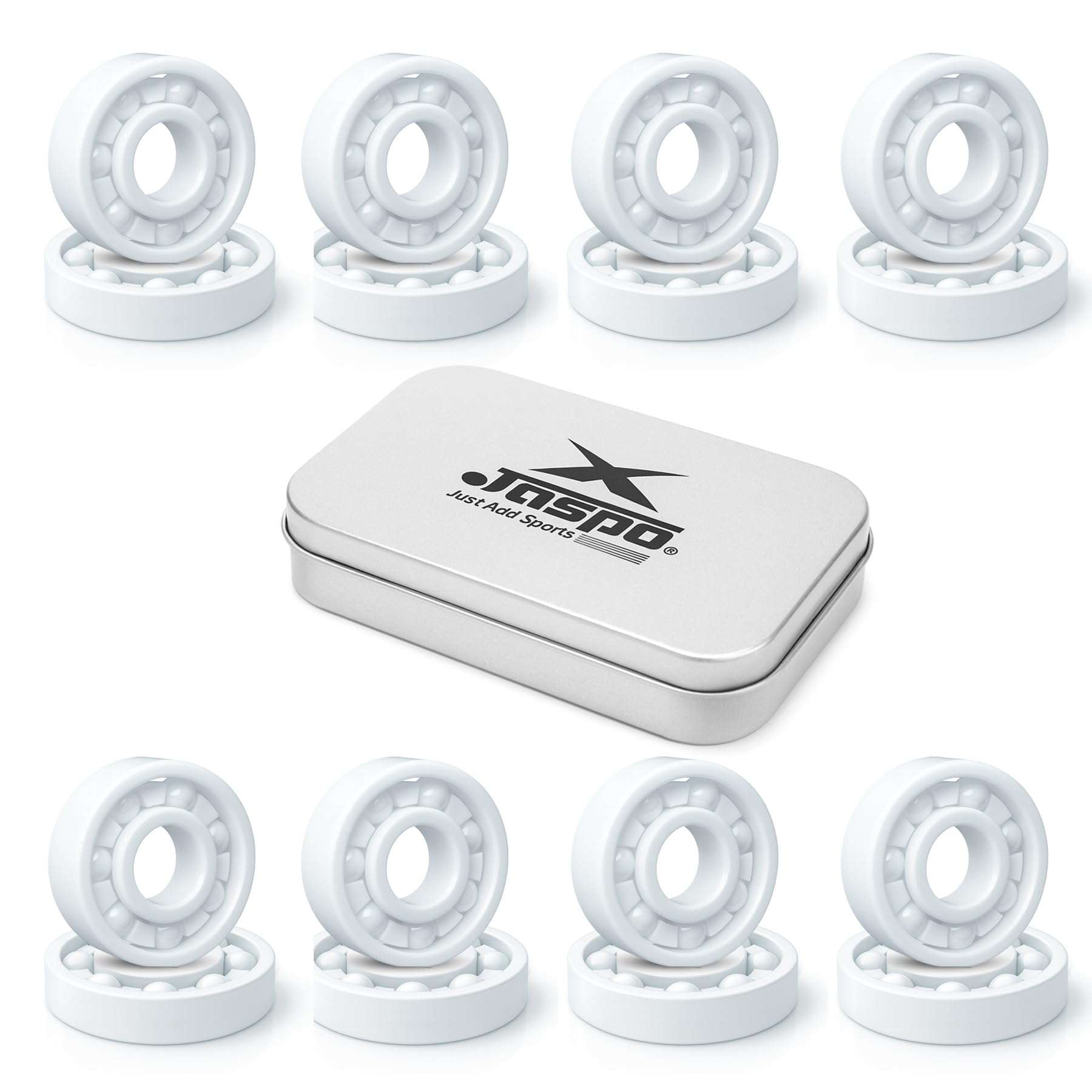 JASPO UltraSpin Full Ceramic Bearing, ABEC-9 Precision 8×22×7 mm, Ultra-Smooth, High-Speed Performance, Ideal for Inline-Roller Skates-Speed Skates-Skateboards - White - 9g Lightweight (Pack Of 16pc)-image-32