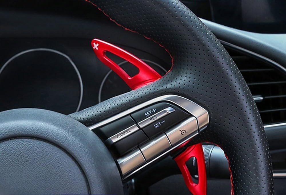 iJDMTOY Sports Red CNC Billet Aluminum Large Paddle Extensions Compatible with 2019-up Mazda 3 Axela