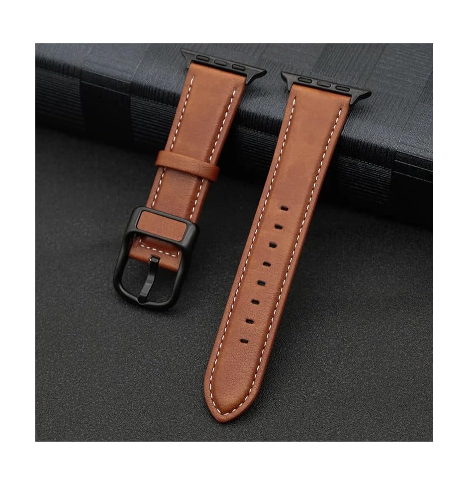 Image of Vintage Leather Compatible Apple Leather Watch Bands for Apple Watch Ultra /Ultra 2 49mm 45mm 44mm 42mm Metal Connector Strap for iWatch Series SE 9 8 7 6 5 4 3