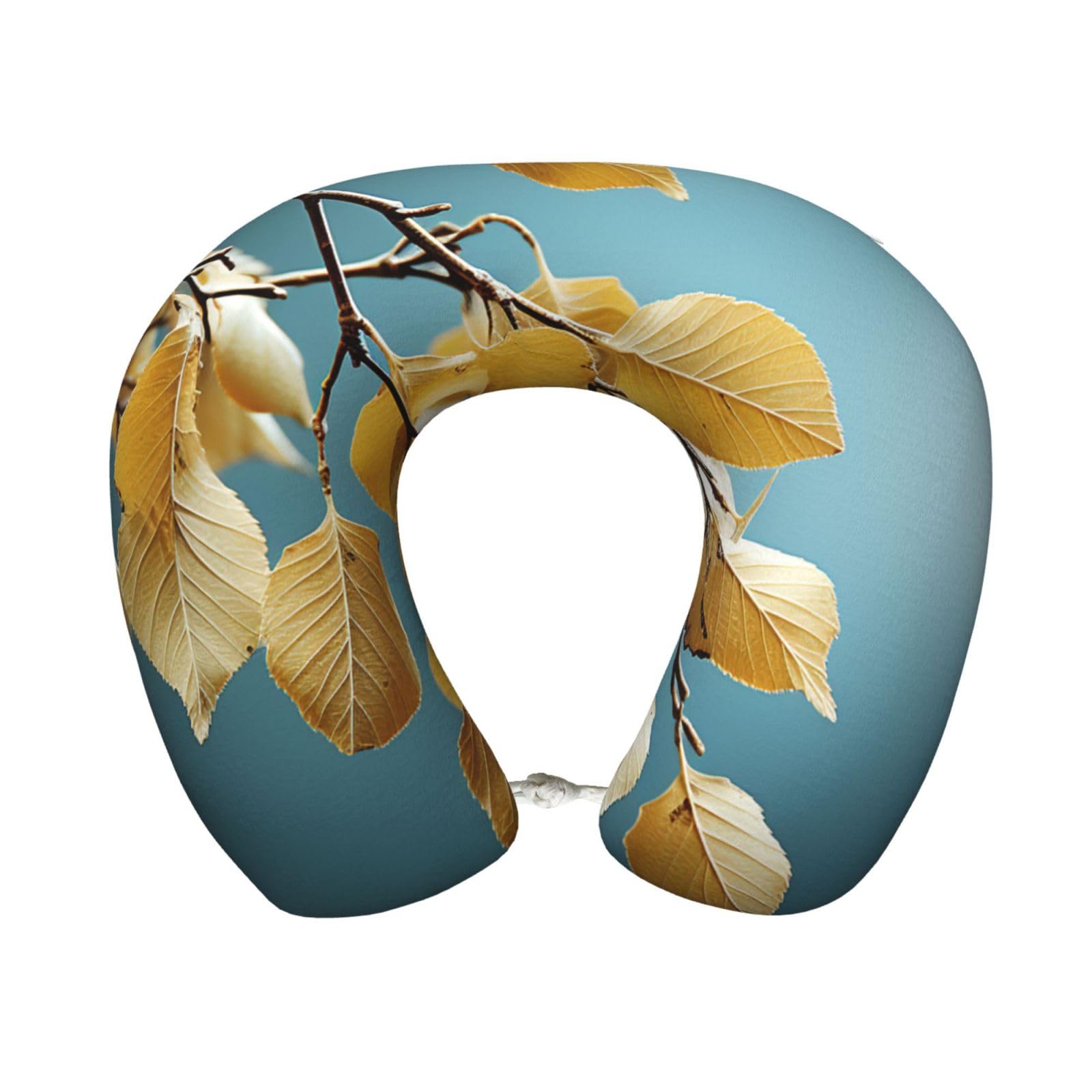 FekiLoot Travel Pillow for Sleeping, Birch Leaves Travel Neck Pillow Comfortable U Shape Memory Foam Neck Rest Support Portable Travel Accessories Suitable for Airplane Car Office