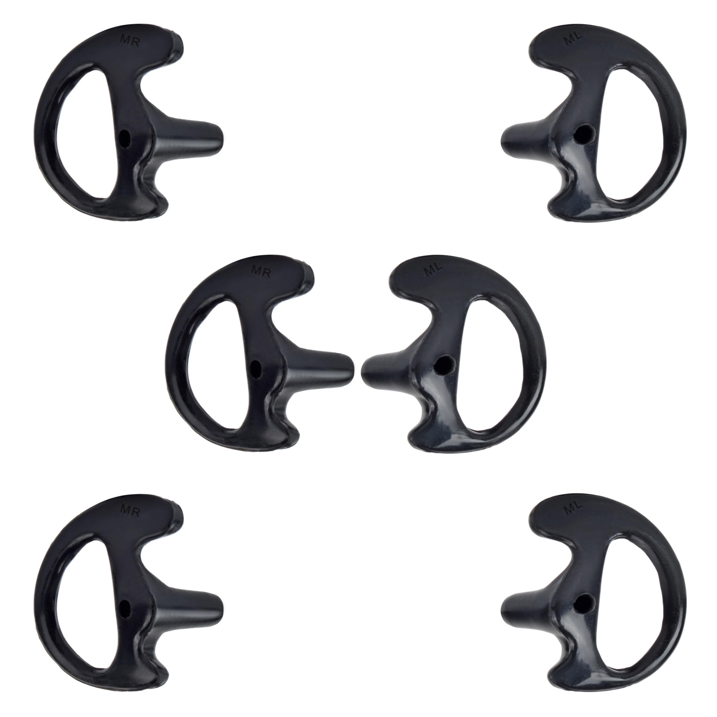 YNIBST Replacement Earmold Earbud for Two Way Radio Air Acoustic Coil Tube Earpiece Headset，for Motorola Kenwood Baofeng Waike Taike Earpieces (Black, 3 Pairs)