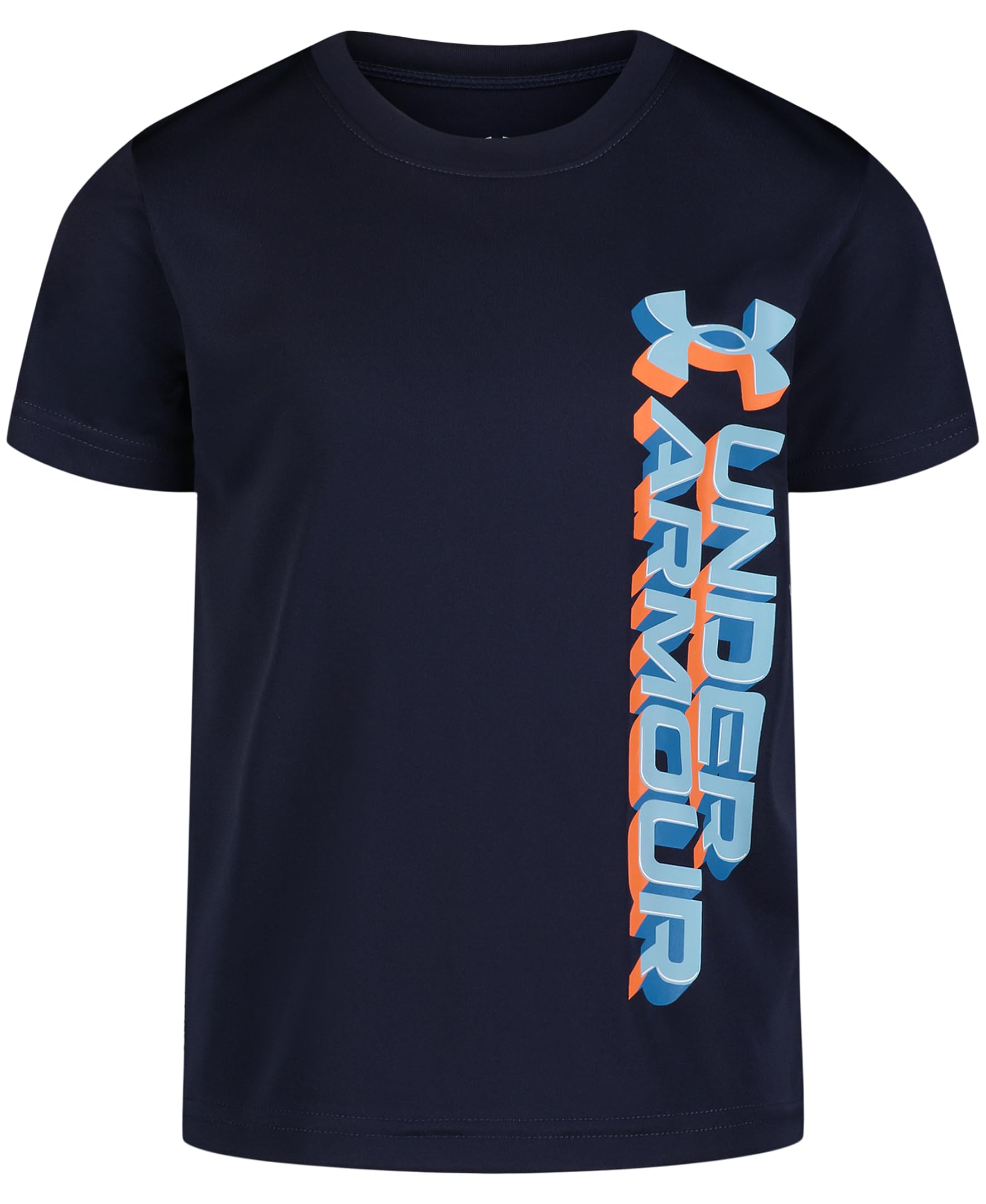 Under Armour Boys Short Sleeve Wordmark Graphic T-Shirt Lightweight Breathable Relaxed Fit Navy Tilt 7