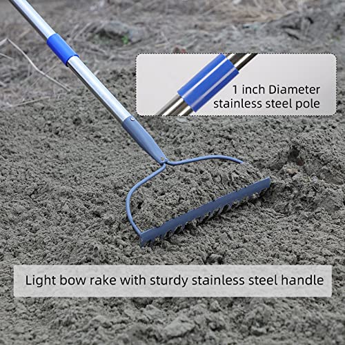 Garden Rake, 72" Bow Rake Heavy Duty, Metal Rake For Lawns With Stainless Steel Long Handle, 14 Tines Rake Tool For Loosening Soil, Gathering Leaf, Leveling Mulch #TOP4