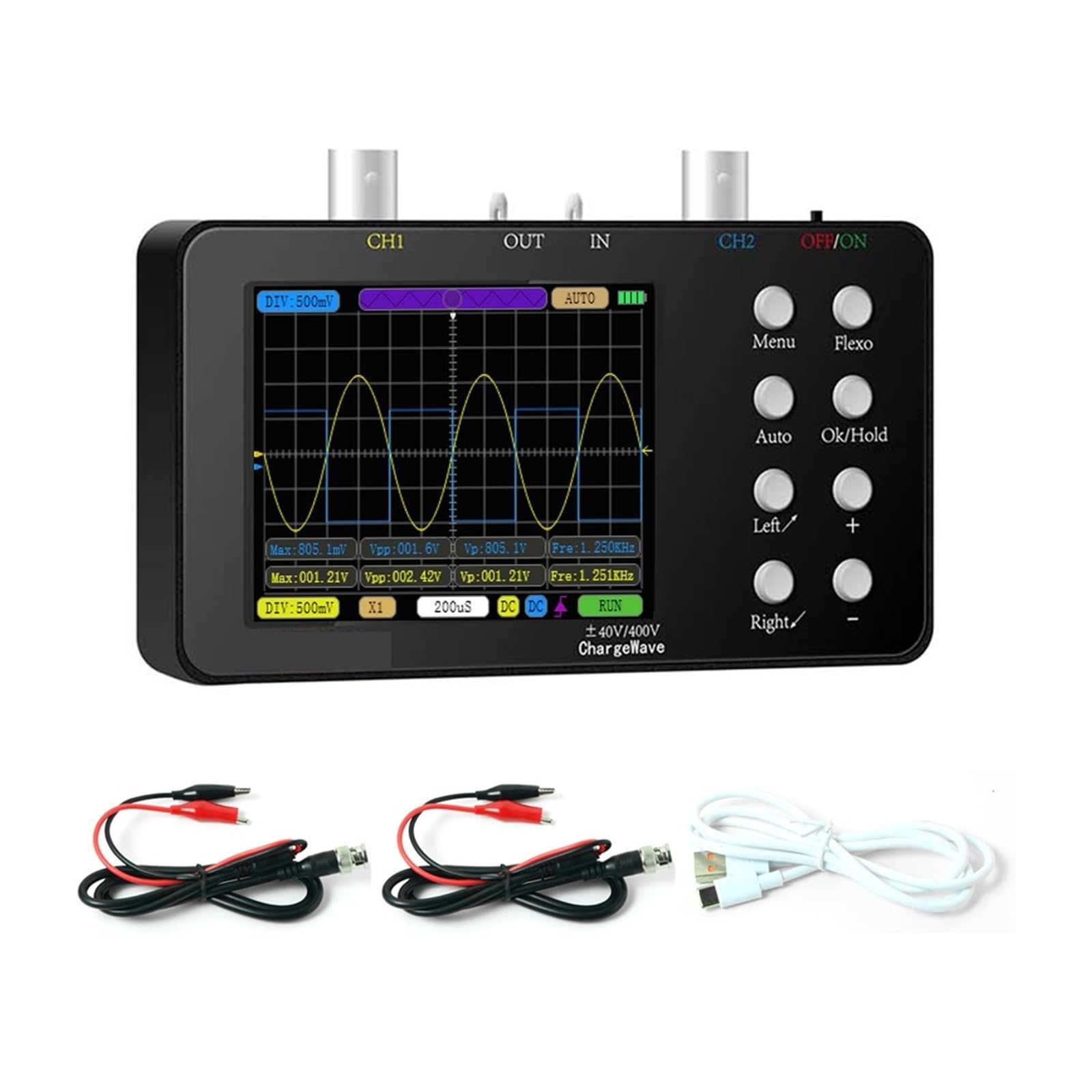 Osciloscopio, Osciloscopio Digital portátil, tasa de muestreo 50M, ancho banda analógico 10M, reparaciones teléfonos móviles, medición forma onda corriente 6A(SET A)