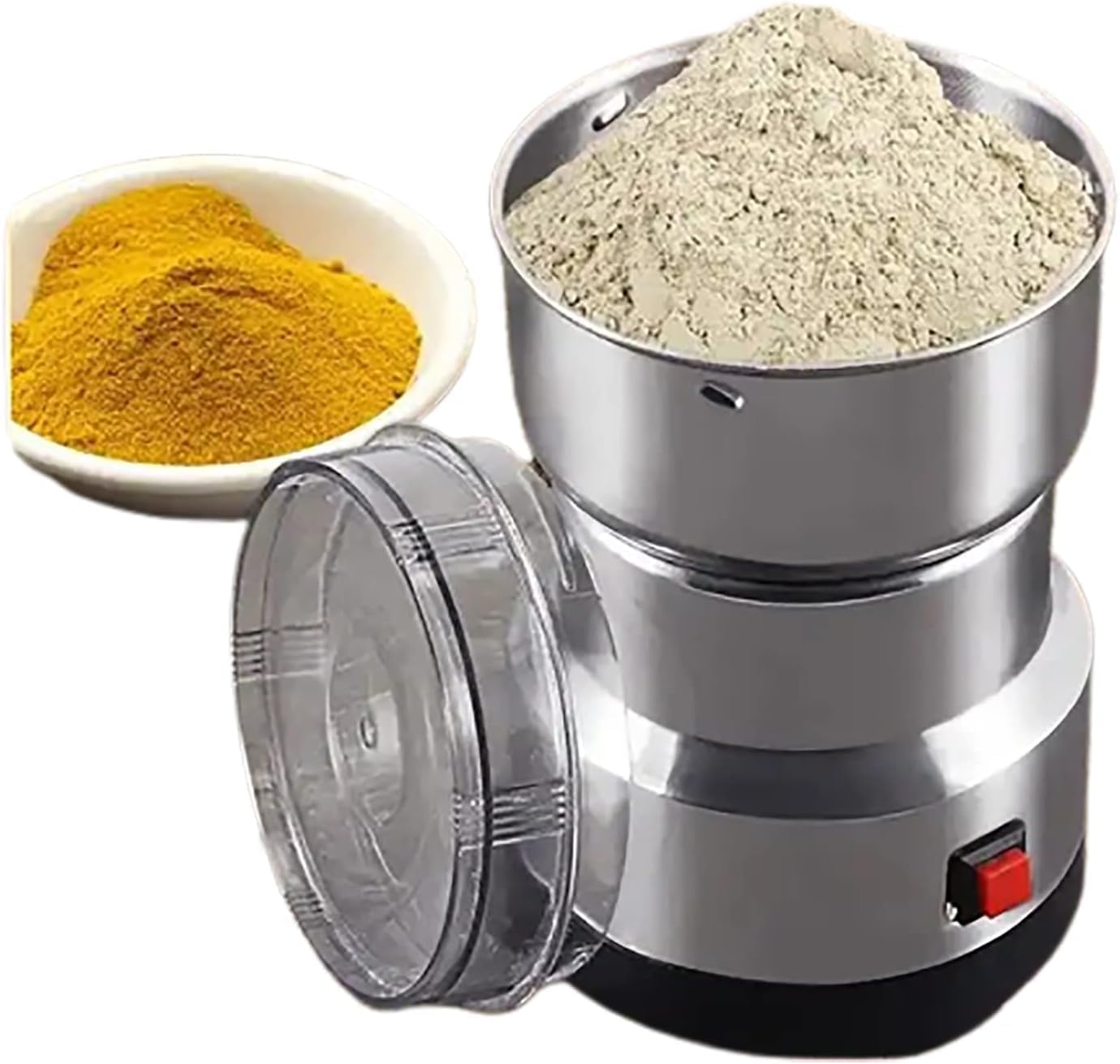 Macinino Elettrico per Cereali E Spezie, Macinino in Acciaio Inossidabile da 300 G, con Lama a Quattro Lame, per Erbe Aromatiche, Frutta Secca, Cereali, Mais, Farina, Condimenti E Pillole