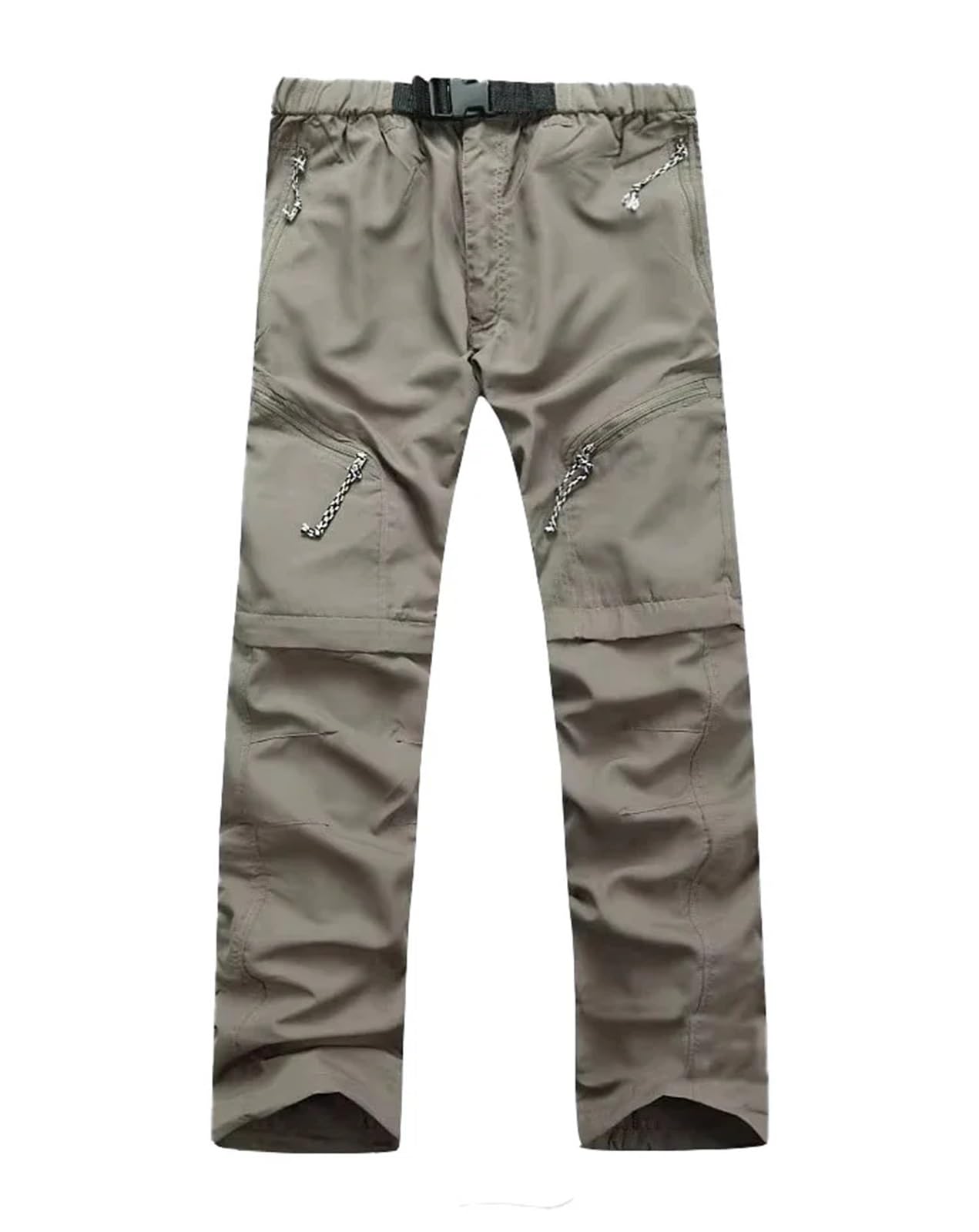 Pantalones de senderismo convertibles secado rápido for hombre y mujer, con bolsillo cremallera desmontable, aptos for ciclismo, pesca trekking Para Outdoor(Khaki,2XL)