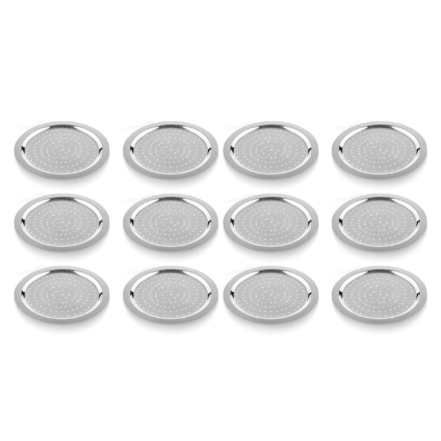 MS WORLD Stainless Steel Jali Lid Cover Set | Steel Hole Lid for Milk & Utensils | Rustproof Mesh Plate for Kitchen Use | Food Protection Cover | 13 cm | 40 g (Pack of 12)