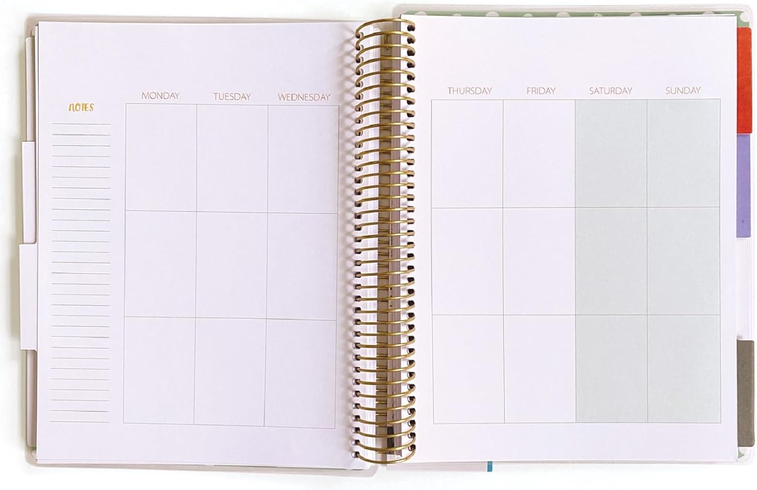 Paper House Productions Mandy Ford 12 Month Undated 9.5" Planner with Month and Event Flag Stickers - Rainbow Inspiration