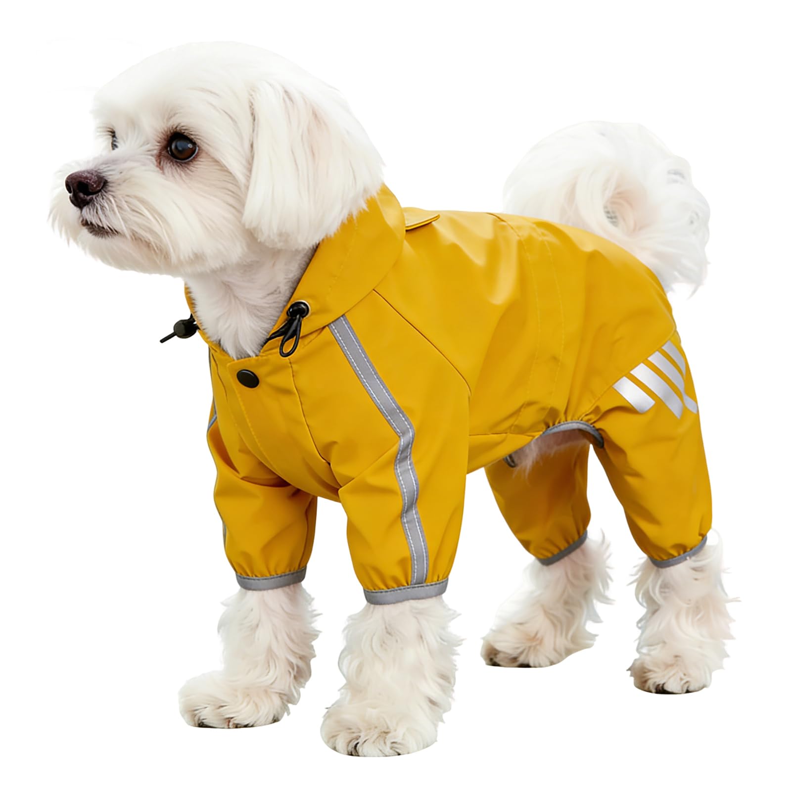 Small Dog Raincoat with Legs, Waterproof Hooded Dog Rain Coat