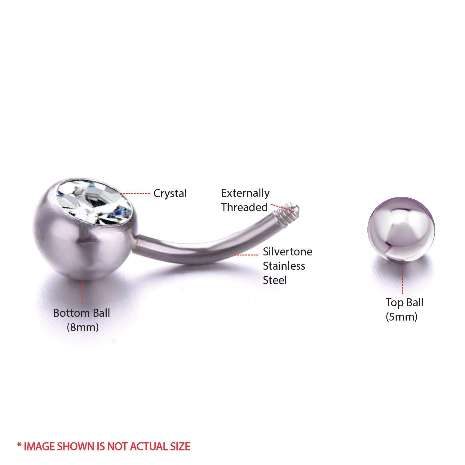 Stainless Steel Navel Ring - Round Belly Button Piercing