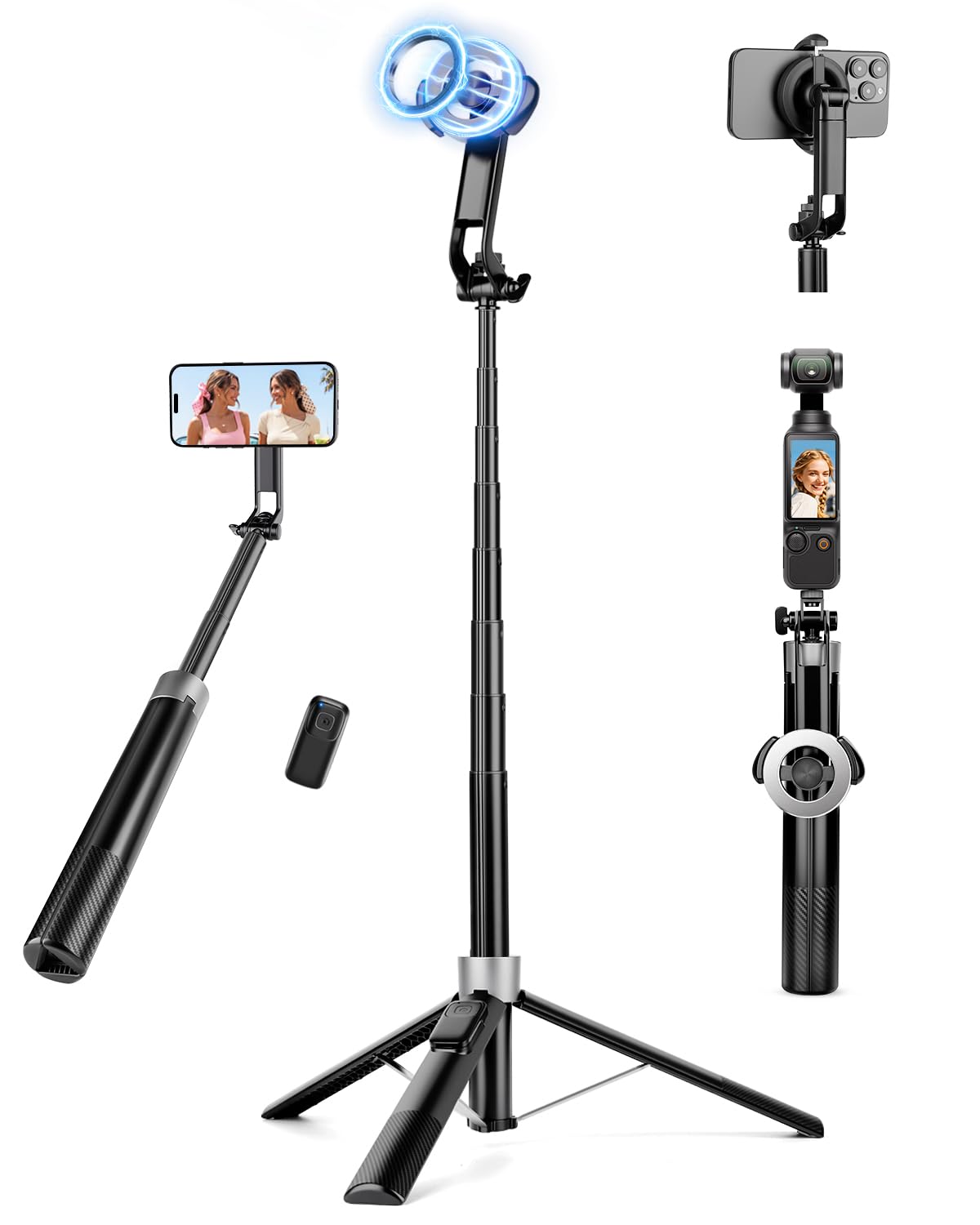Victiv Magnetico Treppiede Smartphone, 178cm Bastone Selfie Cavalletto per Smartphone, Portatile Treppiedi per Mag-safe con Telecomando, Tripode Cellulare per iPhone 17 16 15 14 13 12 Pro Max