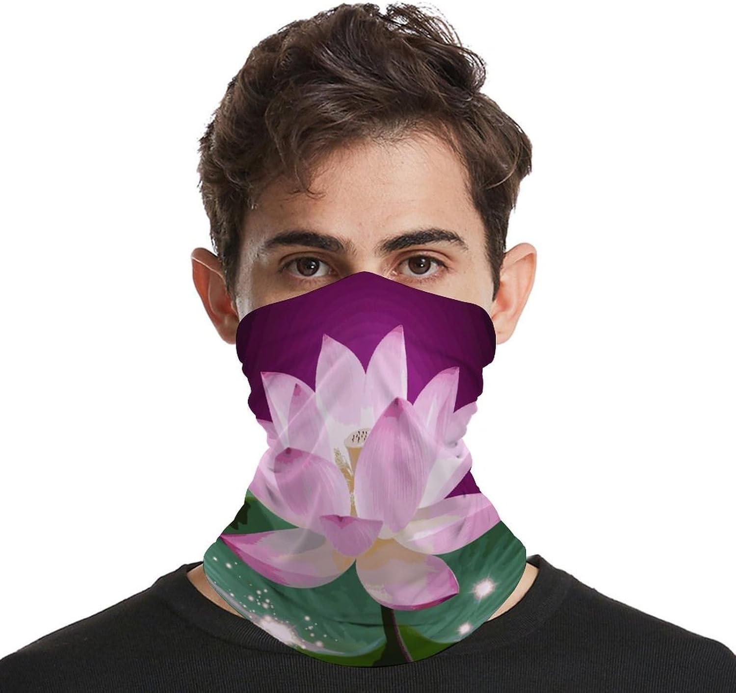 Asian Lotus Flower Neck Gaiter Multipurpose Fashion Breathable Face Mask Scarf Cooling UV Protection Bandana Personalized Windproof Face Covers Gator Scarf for Men Women Outdoor