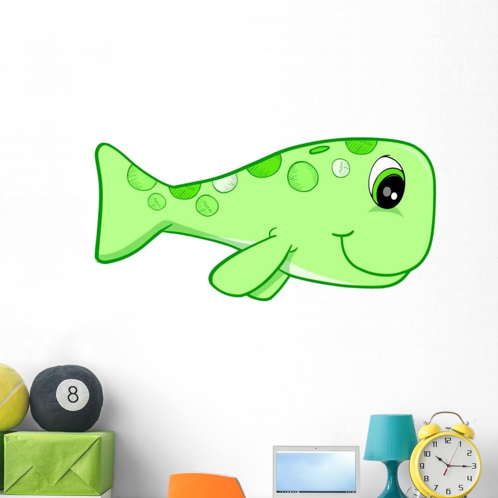 Wallmonkeys Pastel Green Spotted Whale Wall Decal Peel and Stick Graphic (48 in W x 34 in H) WM311473