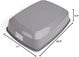 So Phresh X-Large Open Cat Litter Box Grey 22.4x16.9x4.3" - Durable Reinforced Rim & Bottom for Big Cats