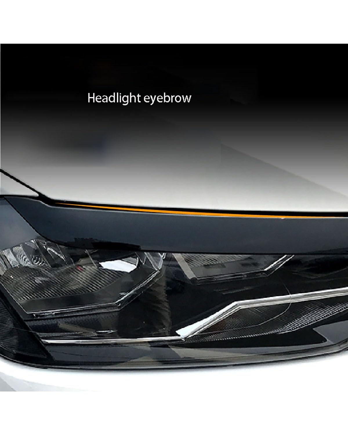 Ciglia Auto Per Polo Mk6 6a generazione 2018 faro anteriore con lampada a forma di sopracciglio accessori per modifiche esterne dell'auto Sopracciglia Fari(Bright black)