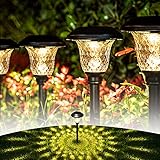 GIGALUMI 8 Pack Solar Pathway Lights, Solar Garden Lights Outdoor Warm White, Waterproof Led Path Lights for Yard, Patio, Landscape, Walkway (Black)