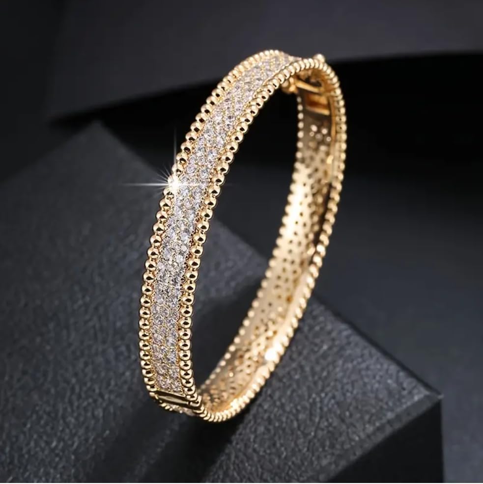 14K Bangle Bracelet with Sparkling Cubic Zirconia – Elegant Single Bangle for Women - Image 3
