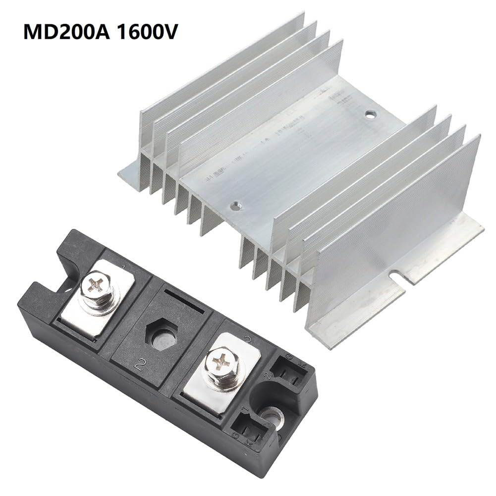 MD200A 1600V Diode Solaire Redresseur 200A avec Dissipateur de Chaleur Systèmes Photovoltaïques et Panneaux Auto Noir
