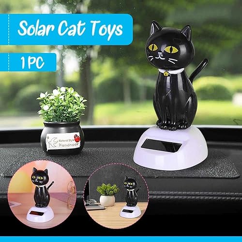 Miniatura 4 de Juguete de cabeza de Bobblehead de animal bailarín con energía solar juguete de baile de gato negro adorno de escritorio decoración interior regalo