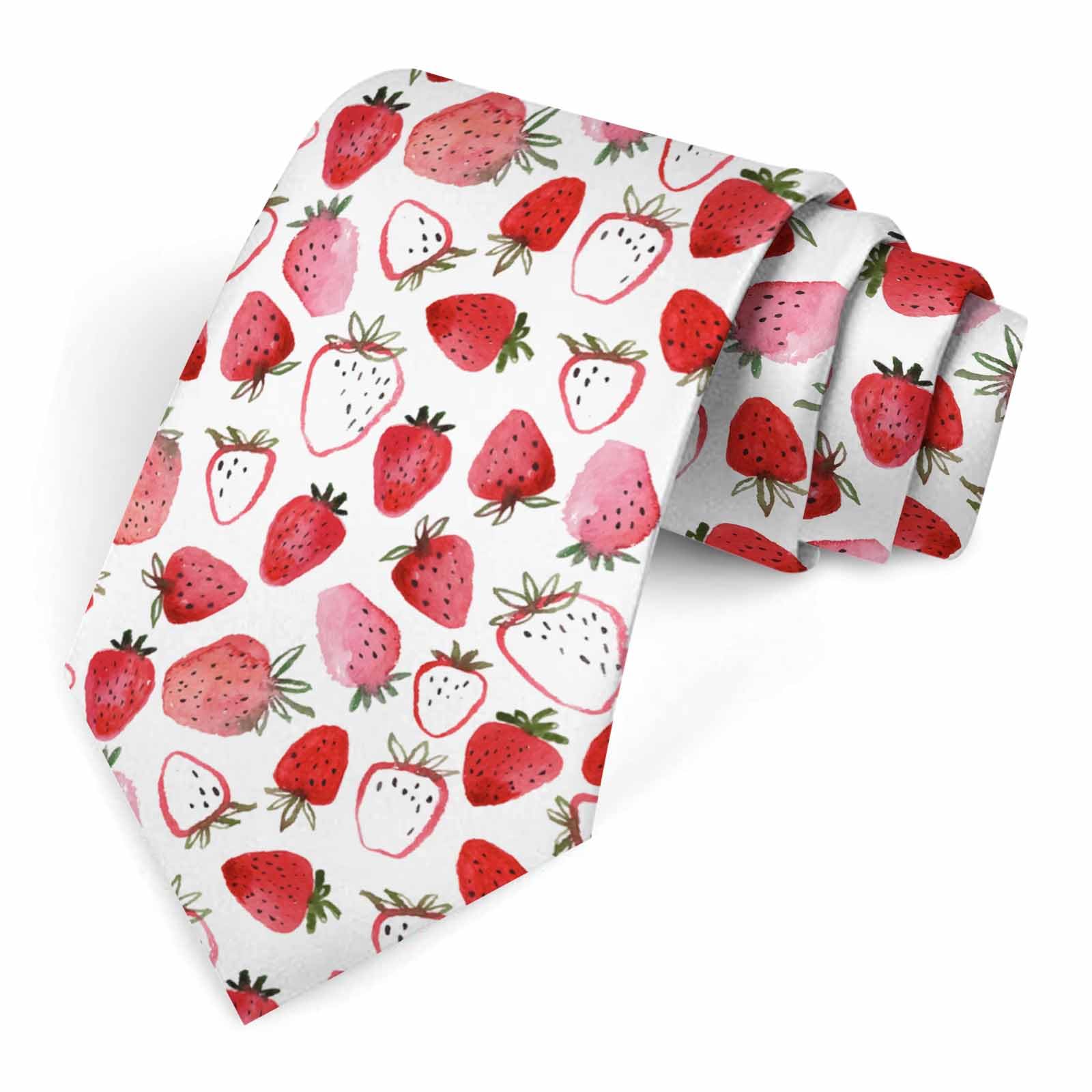 Muntayson Beautiful Strawberries Men's Tie Men's Necktie Tie for Men Wedding Holiday Party