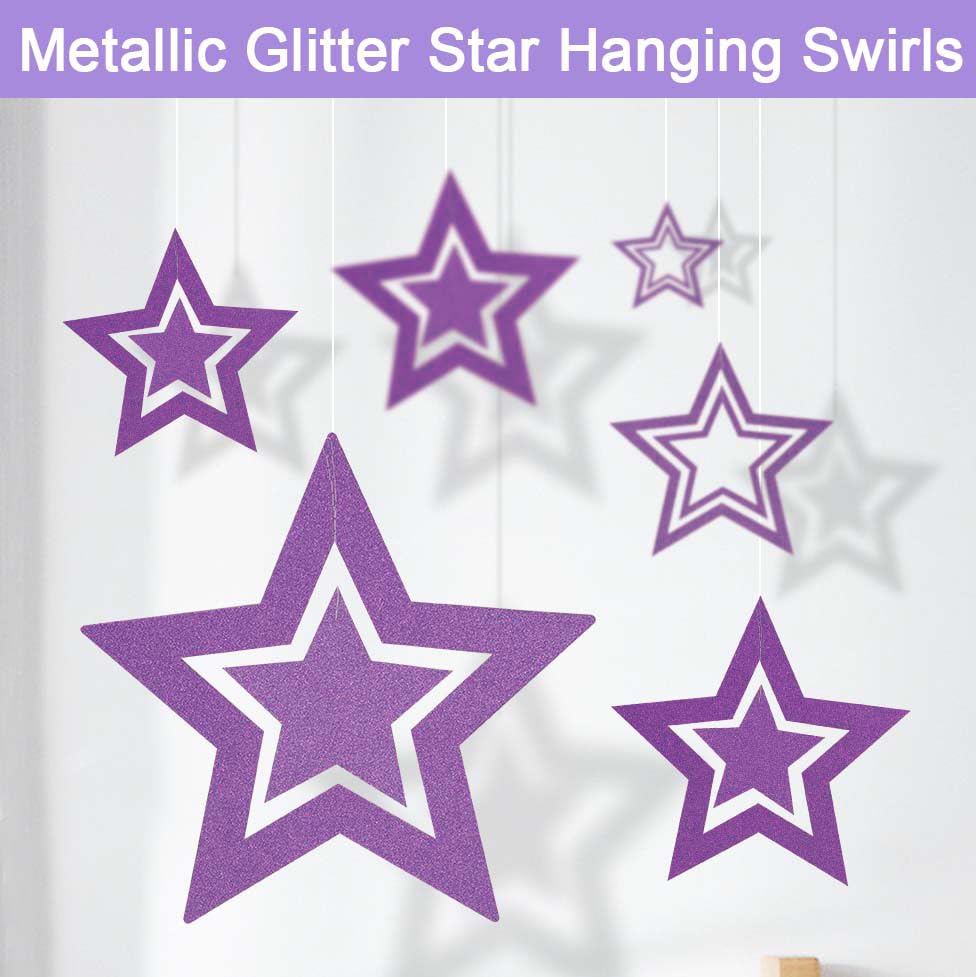 Image of Purple Happy Birthday Decorations Kit, Purple Confetti Balloons Birthday Party Supplies for Women Girls Boys, Happy Birthday Banner, Hanging Star Cutouts, Fringe Curtains, Cupcake Toppers, Crown