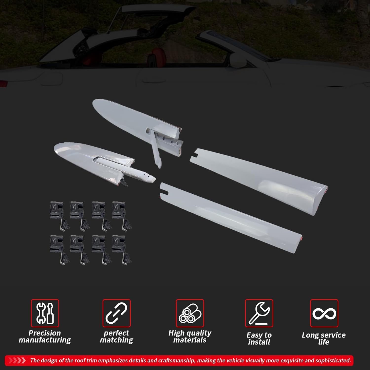 12 PCS 2007-2019 for BMW M3 M4 328i 335i 428i 430i 435i 440i E93 F33 F83 Convertible Roof Top Hinge Cover Left Right Replace# 54377184037 54377184038 (Roof Trim 12-Piece Set)