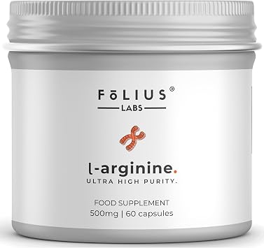 FOLIUS LABS L-Arginine 1000mg Supplement for Men and Women - Supports Nitric Oxide Production - Supports Blood Circulation - Pre Workout Amino Acid Supplement 60 Capsules