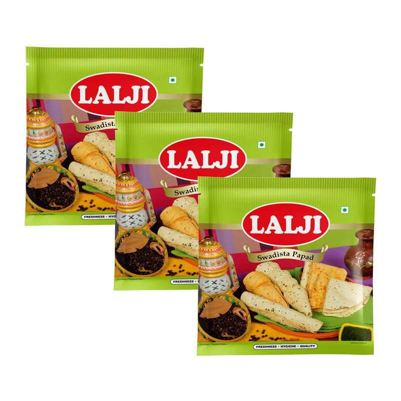 Lalji Foods Swadista Bikaneri Papad 1.2Kg (400Gm x 3) Crispy and Flavorful Indian Papad | Authentic Taste (B0CG3MKJ8H) Amazon Price History, Amazon Price Tracker
